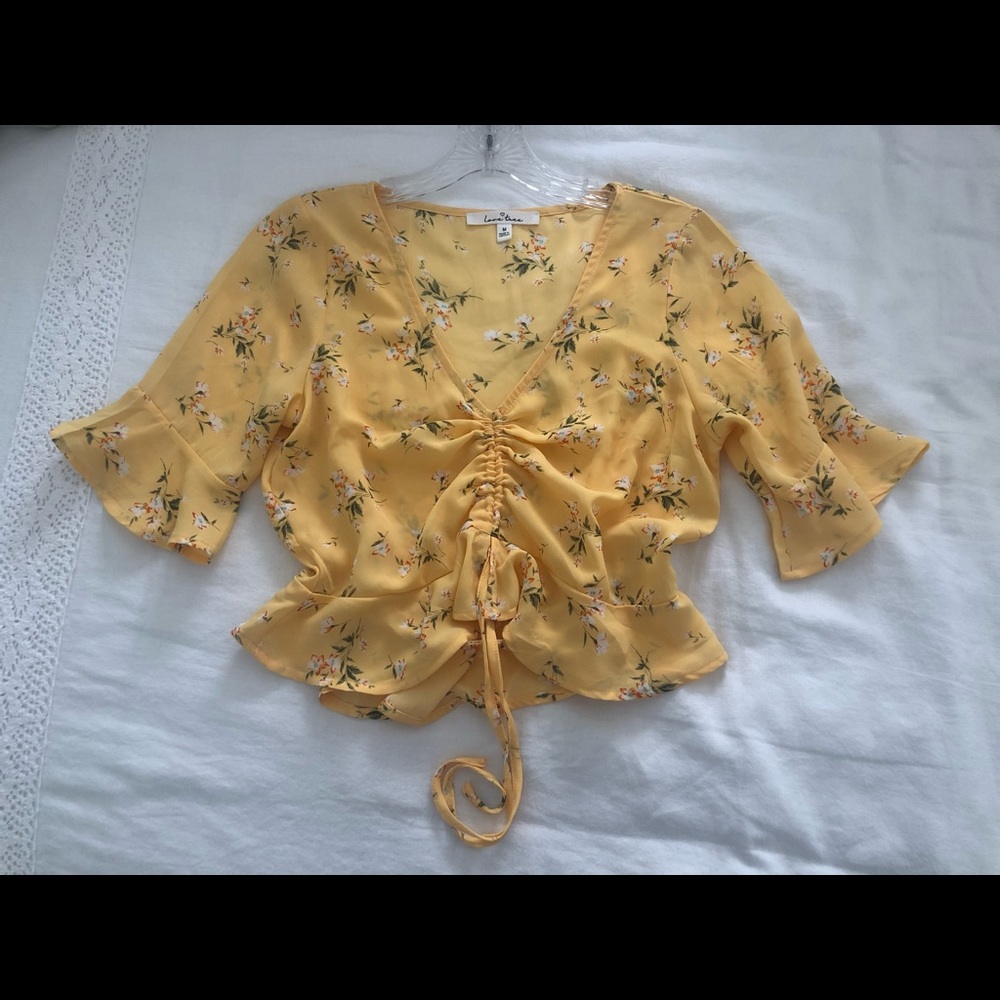 Ruched tie floral top